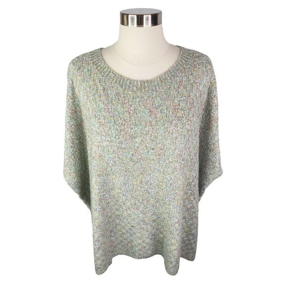 Calme x Johnny Was Sage Basket Weave Poncho - One Size - Picture 5 of 8